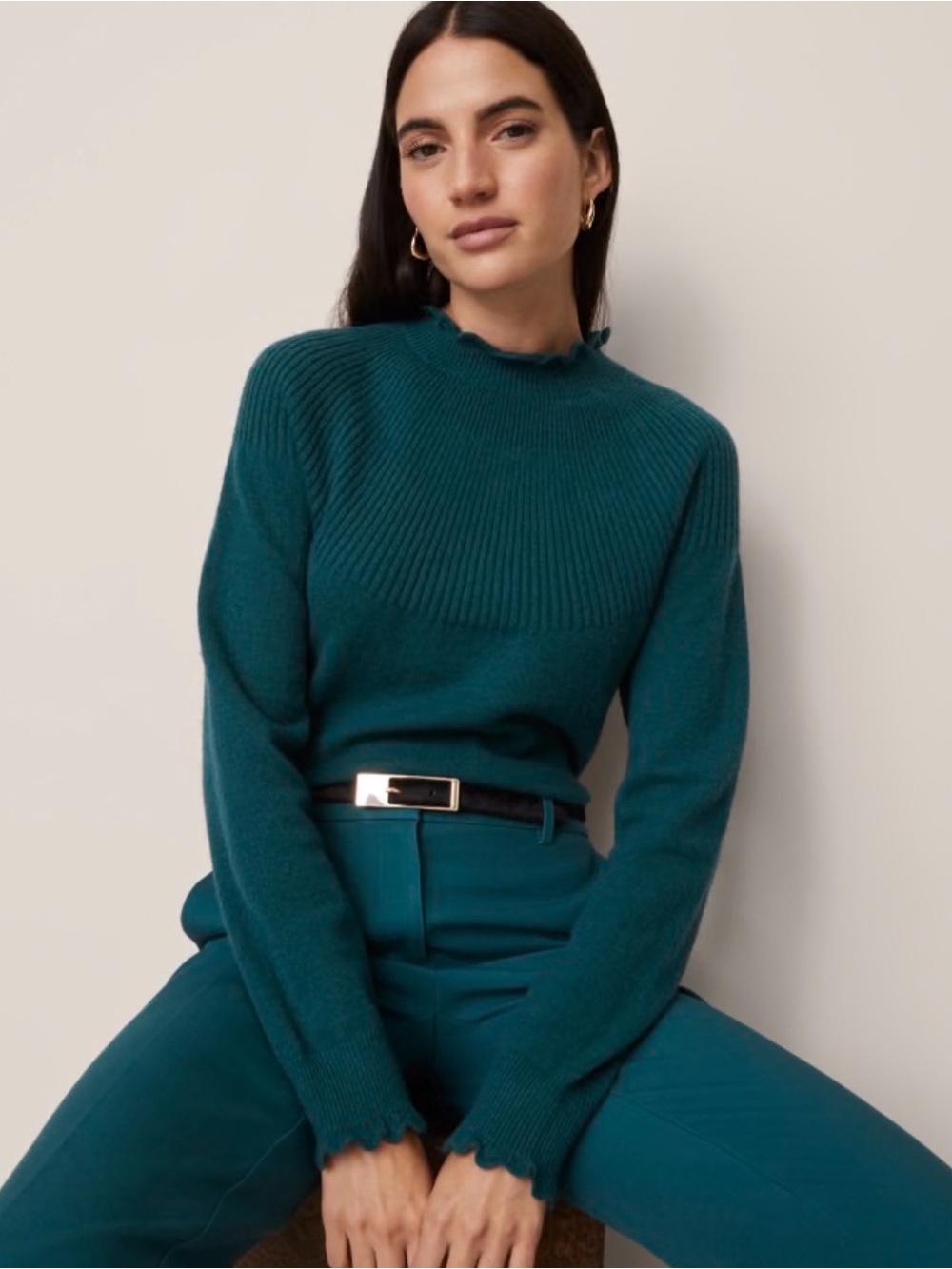 Ann Taylor Teal Mock Neck Sweater